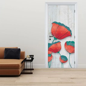 Fototapeta na dvere - Vlčie maky, petrolej (95x205cm)