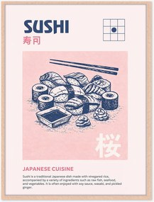 Ručne vyrobená nástenná dekorácia v ráme Sushi
