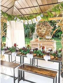 Jedálenský stôl s 2 lavicami, súprava 3 ks, rustikálny hnedý