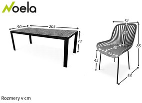 Noela Záhradný jedálenský set Viking XL + 8x stolička GABY šedá