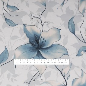Biante Bavlnený záves Sandra SA-737 Modro-sivé kvety vanilky na bielom 150x250 cm