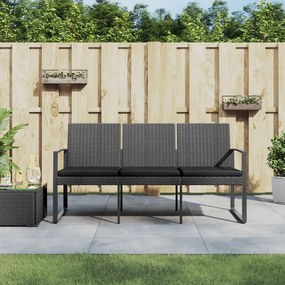 3-miestna záhradná lavička s podložkami tmavo sivá PP ratan 360214