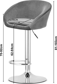 Sada 2 barových stoličiek EAST čierny zamat / chrómová podnož