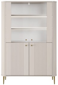 Vitrína Vesper 103 cm - kašmírová / zlaté nožičky