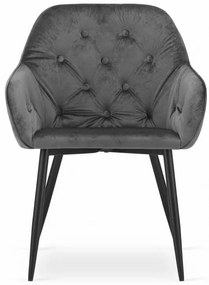 Stolička FORIO - sivý zamat / čierne nohy