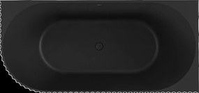 Mexen Gia, voľne stojaca rohová vaňa, drážkovaná, pravá, 170 x 80 cm, čierna matná, 52701708071P-SS