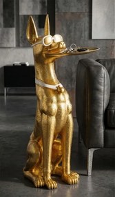 Dekoratívna socha Dog Pit s podnosom 91 cm zlatá