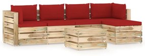 6-dielna záhradná sedacia súprava s podložkami zelené impregnované drevo