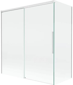 Mexen Rox, 2-krídlová posuvná vaňová zástena 150 + 70 x 150 cm, 8mm číre sklo, biely profil, 8C9-150-070-20-00