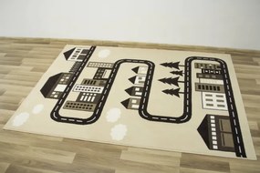 Detský  koberec  Kids 534451/97955 - Uličky pomedzi domčeky, krémový