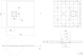 Erga Hyper, SMC sprchová vanička 70x70x2,6 cm + sifón, čierna matná, ERG-V06-SMC-7070S-BK