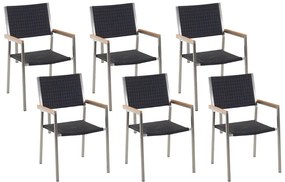 Sada 6 záhradných stoličiek z umelého ratanu čierna GROSSETO Beliani