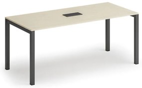 Rokovací stôl PRIMO SQUARE, 180x80 cm, breza + stolová zásuvka TYP VI, čierna