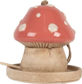 Závesné keramické vtáčie krmítko – Rozprávková muchotrávka - Ø 13*13 cm
