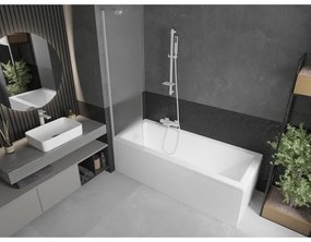 Mexen Next, vaňová zástena 1-krídlová 50 x 150 cm, fixné krídlo, 6 mm námraza sklo, biely profil, 895-050-000-00-30-20