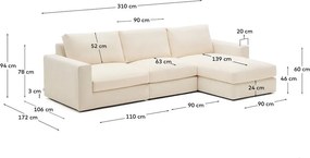 Béžová ženilková rohová pohovka (pravý roh/s leňoškou) Alea – Kave Home