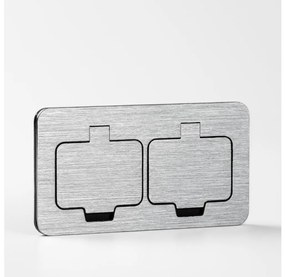 Brilagi - Vonkajšia vstavaná podlahová dvojzásuvka IP55 matný chróm obdĺžnikový