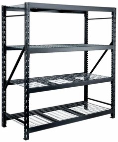 Kovový regál STRONG 183x196x55cm, 4x sieťová polica, 650kg na policu, antracitová farba