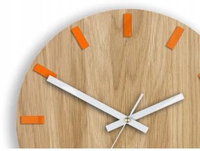 Sammer Nástenné dubové hodiny SIMPLE - oranžová/biela 33 cm SimpleWoodOrange