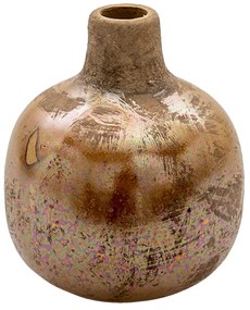 Hnedo-medená keramická váza s patinou Avic - Ø9*9 cm