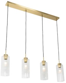 Art Deco závesná lampa zlatá so sklenenými 4-svetlami - Laura