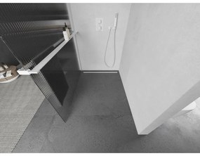 Mexen Kioto+, sprchová zástena Walk-In s poličkou a vešiakom 90 x 200 cm, 8mm sklo s rebrovým vzorom, biely profil, 800-090-121-20-09