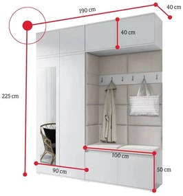 Predsieňová zostava EUGENIO 16, 190x225x40, grafit/trinity 15