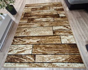 Hnedý koberec Shiraz BCF so vzorom dreva – klasický štýl Rozmer: 100x190 cm