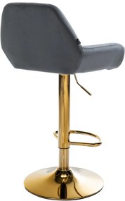 Barová stolička Braga - zamat, zlatá podnož - Tmavo sivá