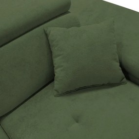 Rozkladacia rohová sedacia súprava s úložným priestorom v tvare L CASTELO, pravostranné prevedenie, zelená