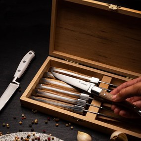 Steakové nože v drevenom boxe set 6 ks - Basic - 118790