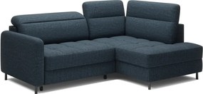 Modrá zamatová rozkladacia/s úložným priestorom rohová pohovka (pravý roh/do L) Barea – ELTAP