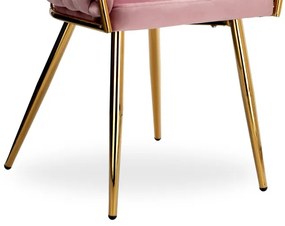 Jedálenská stolička COFTON zamatová, zlatá / ružová