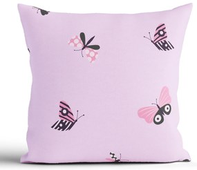 Bavlnená obliečka na vankúš Renforcé 40 × 40 cm - Motýlikovia ružové