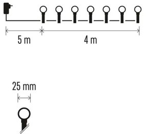 LED Vianočná vonkajšia reťaz 40xLED/9m IP44 multicolor