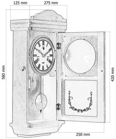 Stilista THESEUS 1403 Nástenné kyvadlové hodiny mahagón - 60 cm