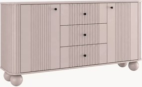 Komoda so zásuvkami Vesper 160 cm - kašmír / čierne úchytky / guľové nohy