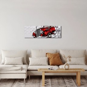 Obraz - Červené auto (s hodinami) (90x30 cm)