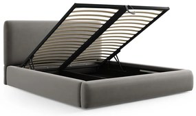 Sivá čalúnená dvojlôžková posteľ s úložným priestorom s roštom 140x200 cm Colonel – Cosmopolitan Design