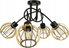 Závesná lampa na strop LOFT 4x malá drevená guľa