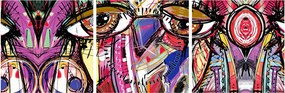Obraz - Street art - sova (s hodinami) (90x30 cm)