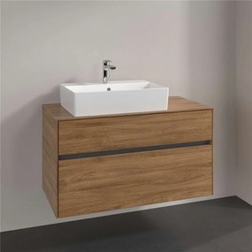 VILLEROY &amp; BOCH Collaro závesná skrinka pod umývadlo na dosku (umývadlo vľavo), 2 zásuvky, 1000 x 500 x 548 mm, Oak Kansas, C12600RH