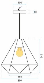 Toolight - Trojuholníková stropná lampa 1xE27 APP252-1CP, čierna, OSW-08007