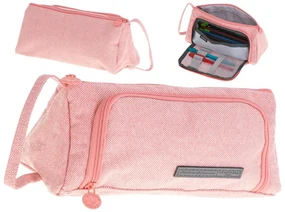 KIK Školský peračník s dvojitým vreckom vanity case ružový