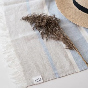 Modrá ľanová plážová deka 140x170 cm Allure Stripe – Linen Tales