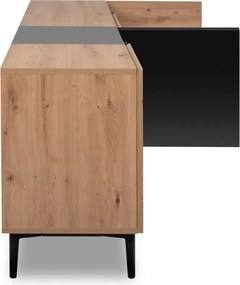 Široká skrinka 4-dverová Nola, dub artisan/čierna