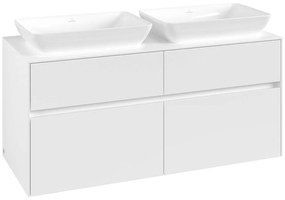 VILLEROY &amp; BOCH Collaro závesná skrinka pod dve umývadlá na dosku, 4 zásuvky, 1200 x 500 x 548 mm, White Matt, C11500MS
