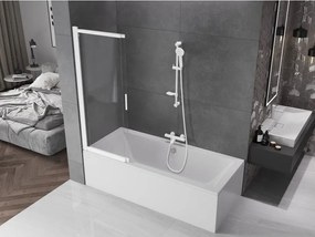 Mexen Fox, 2-krídlová posuvná vaňová zástena 120 × 150 cm, 5mm číre sklo, biely profil, 891-120-002-20-00