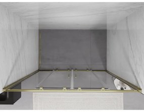 Mexen Exo, posuvné dvojité sprchové dvere 140 cm, číre sklo, zlatá, 8152-140-000-50-00