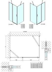 Polysan, Zoom Line Black obdĺžniková sprchová zástena 1000x800mm L/P varianta, ZL1310BZL3280B